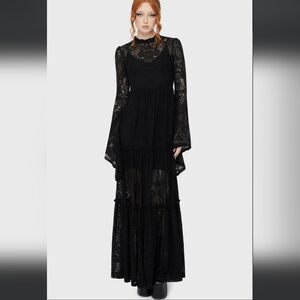 Killstar Gothic Black Long Sleeve Dress
